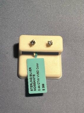 925 Sterling Silver Moissanite Stud Earrings  3mm 0.44ctw
